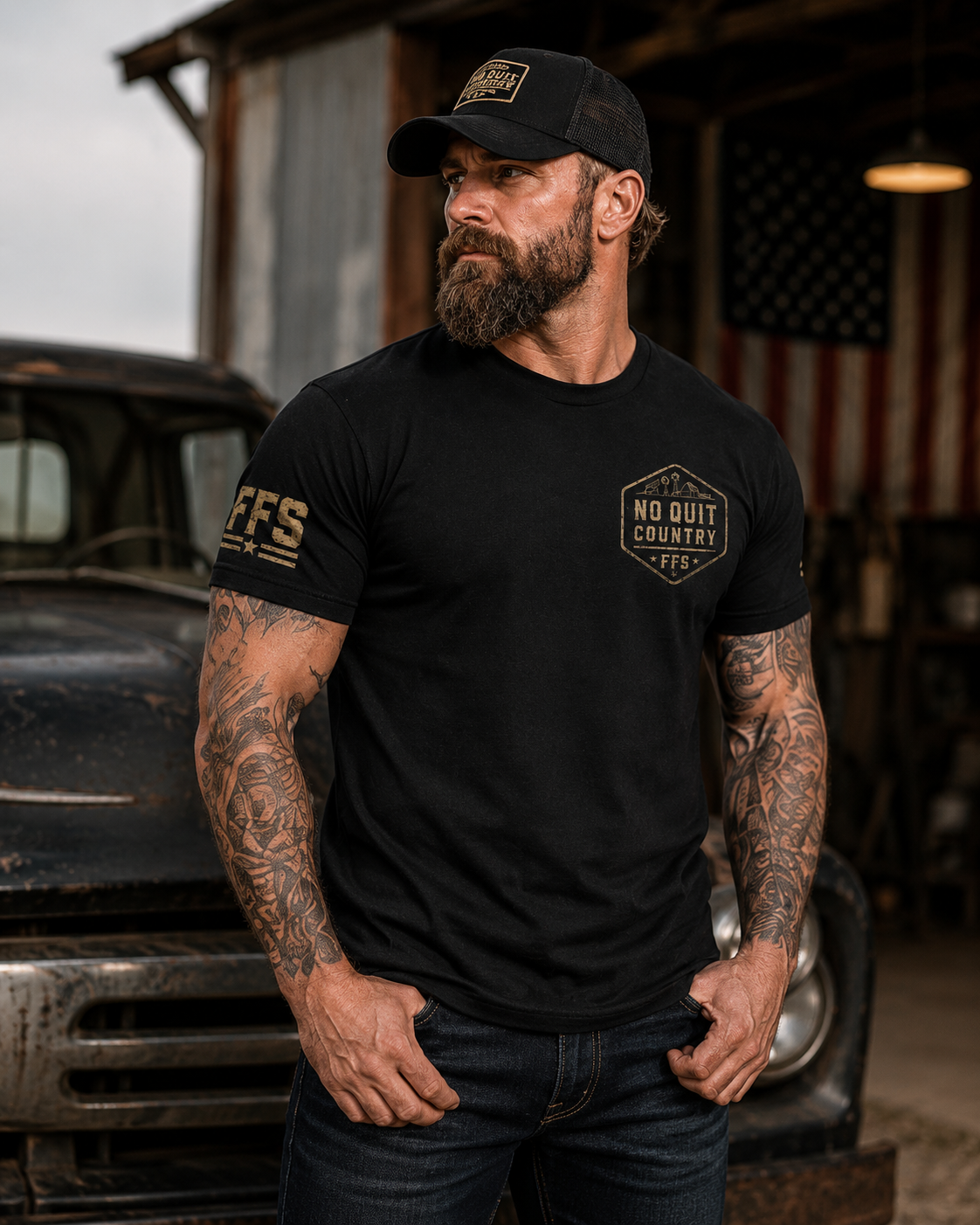 No Quit Country Forged Flag Tee