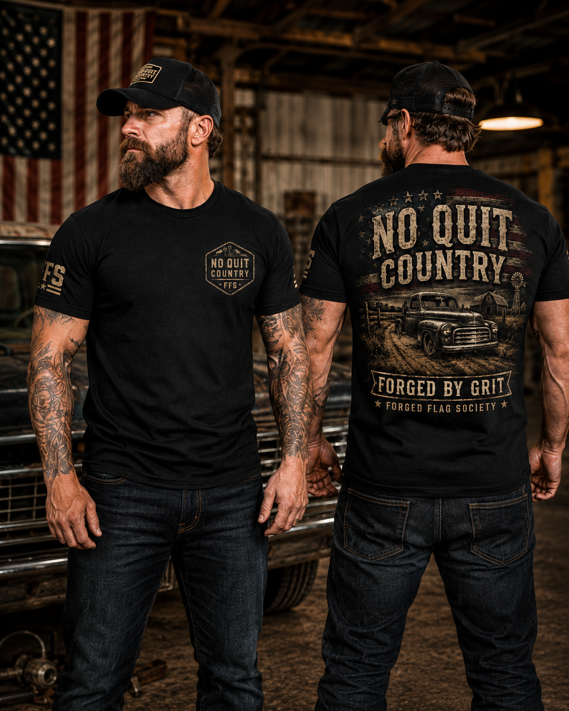 No Quit Country Forged Flag Tee