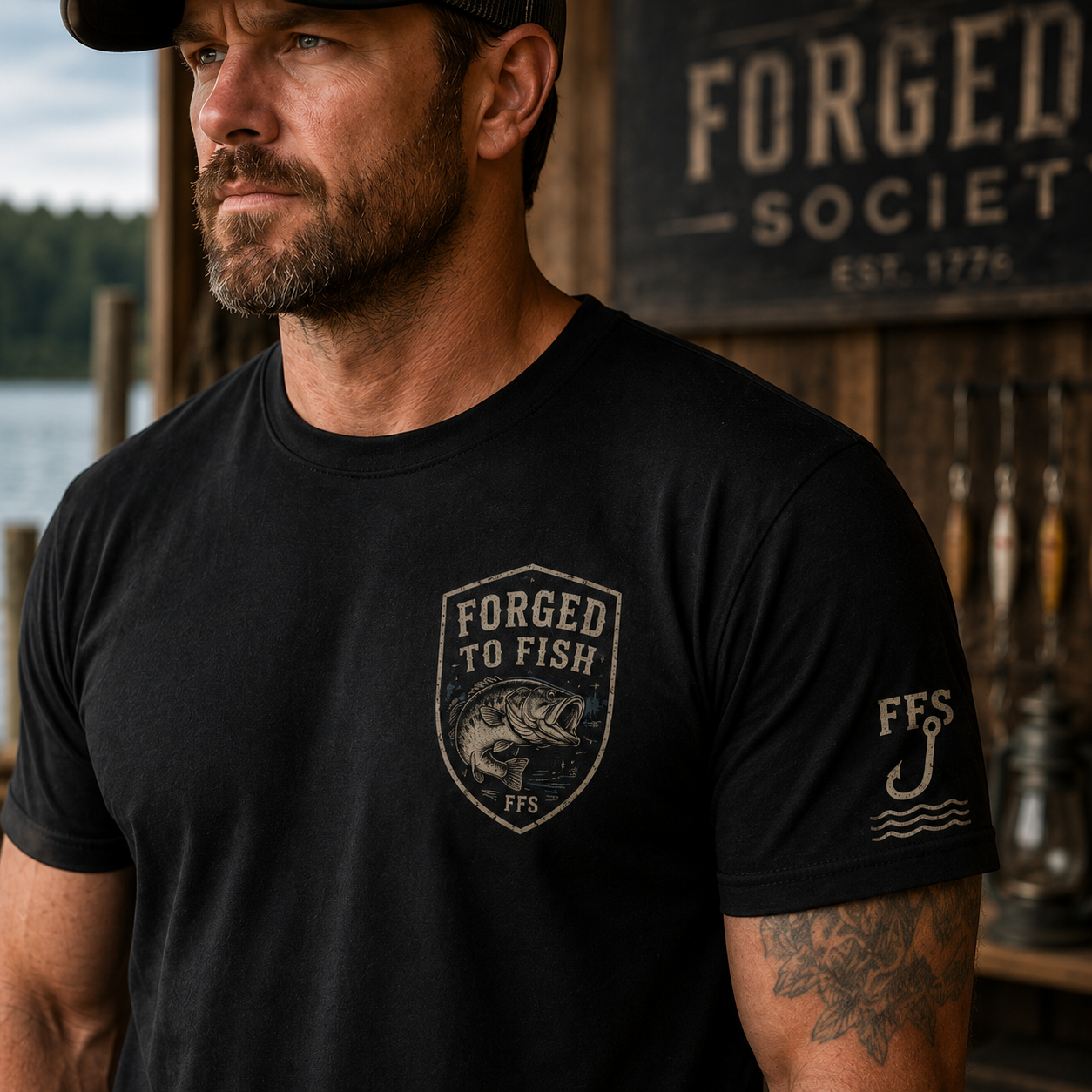 Forged To Fish Forged Flag Tee