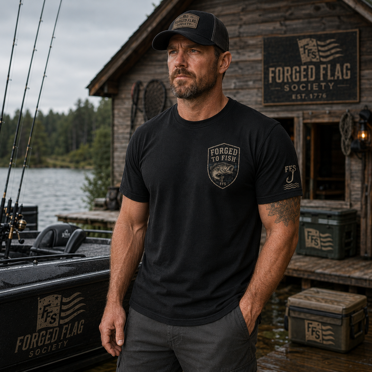 Forged To Fish Forged Flag Tee