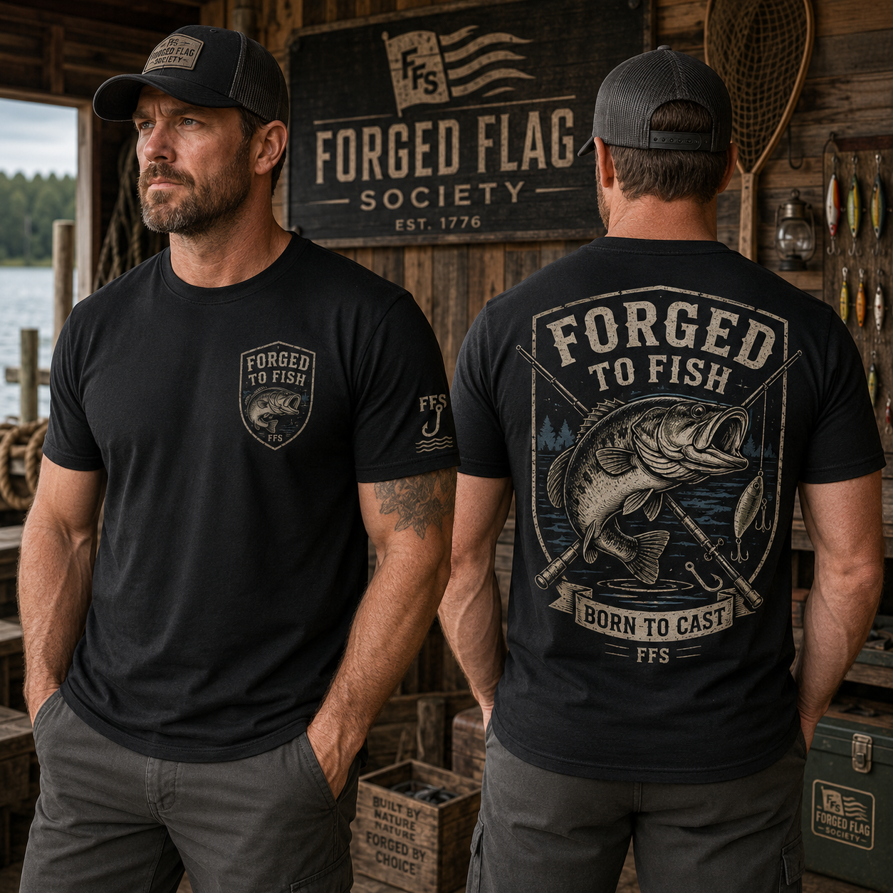 Forged To Fish Forged Flag Tee
