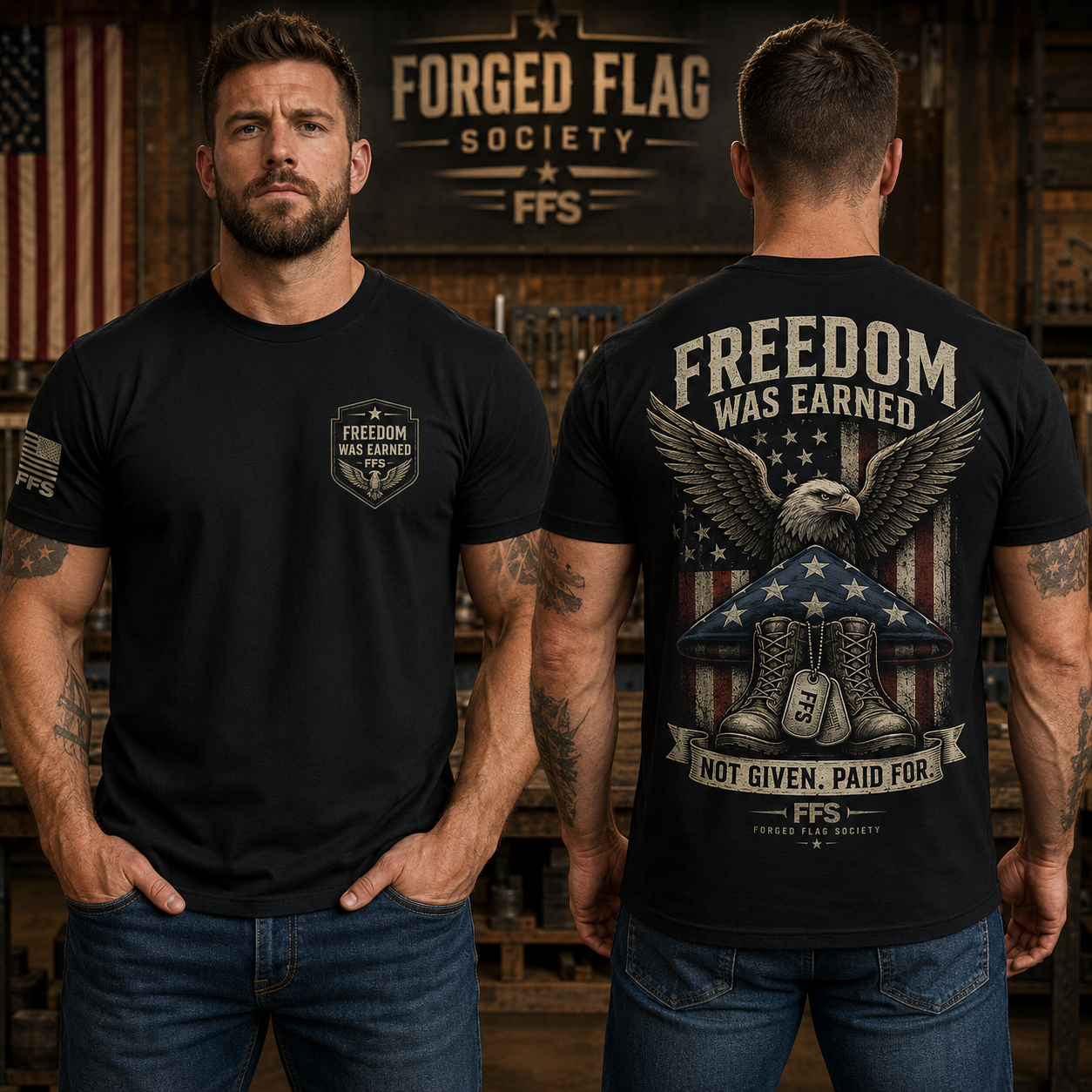Freedom Was Earned Forged Flag Tee