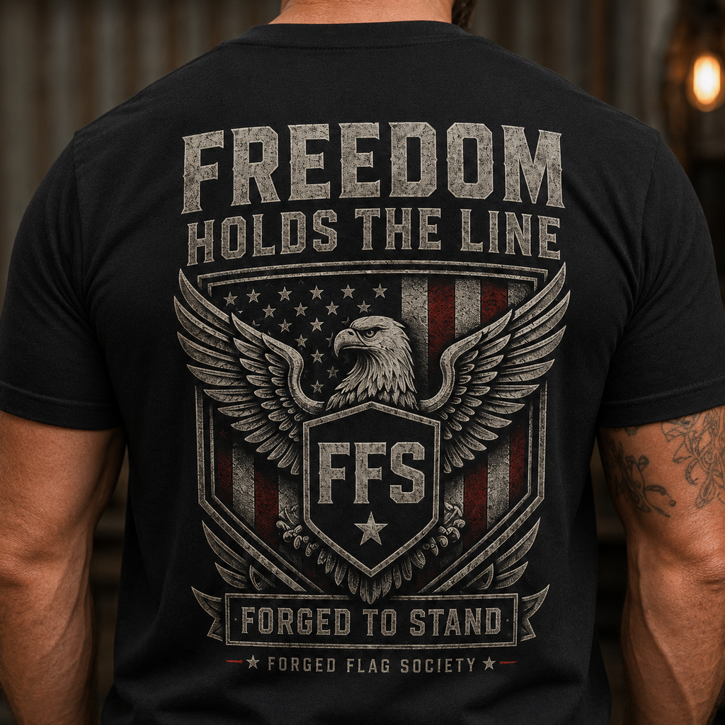 Freedom Holds The Line Forged Flag Tee
