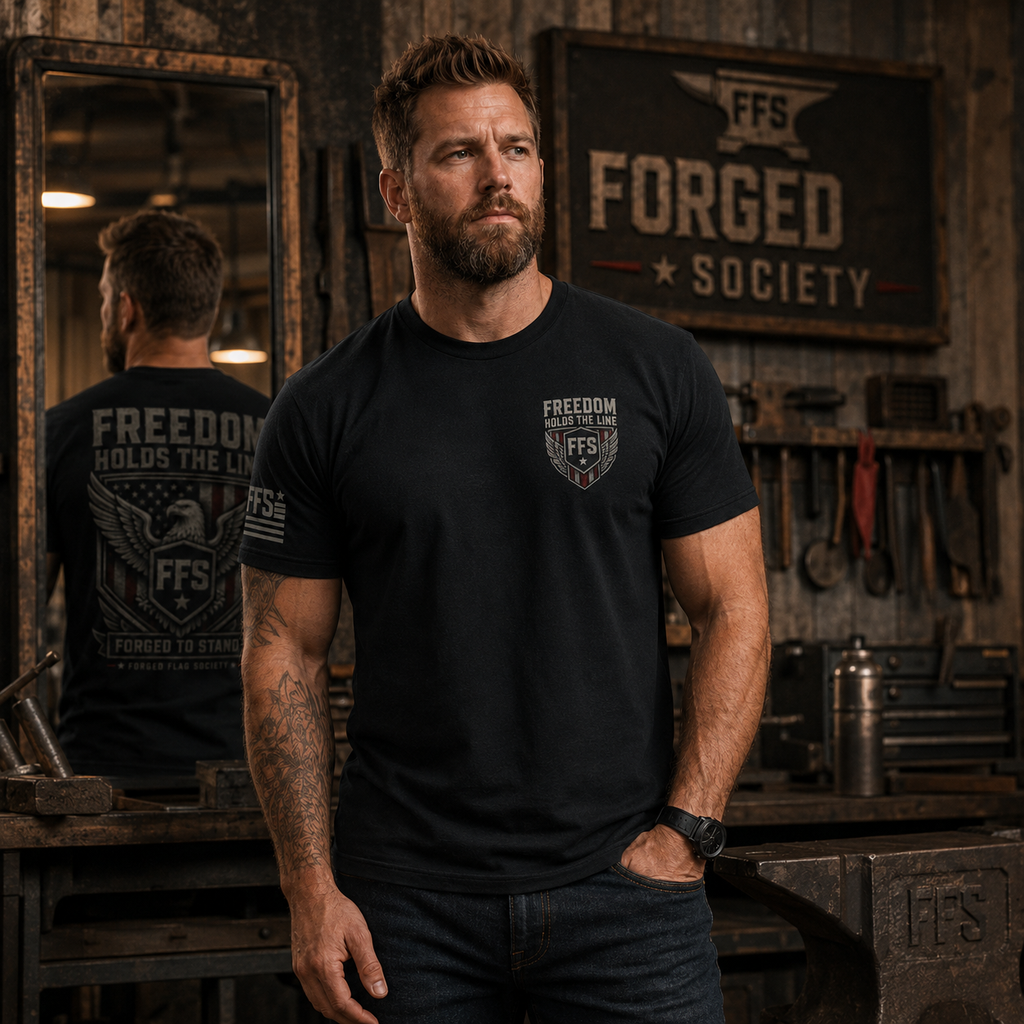 Freedom Holds The Line Forged Flag Tee
