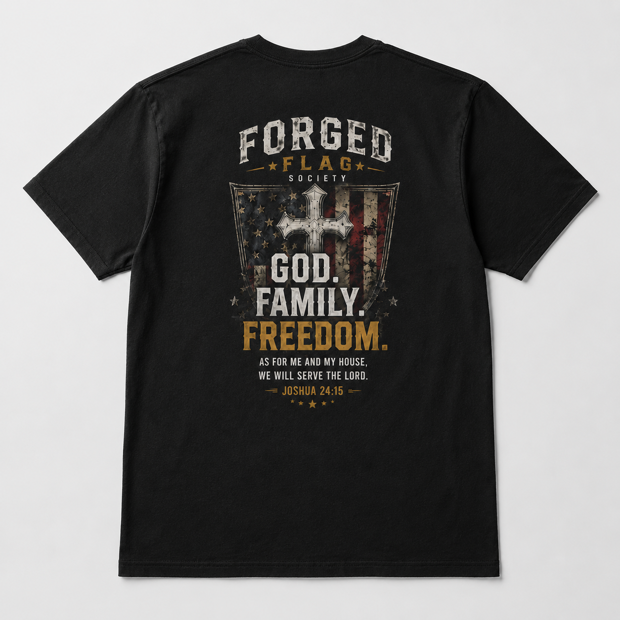 God Family Freedom Forged Flag Tee