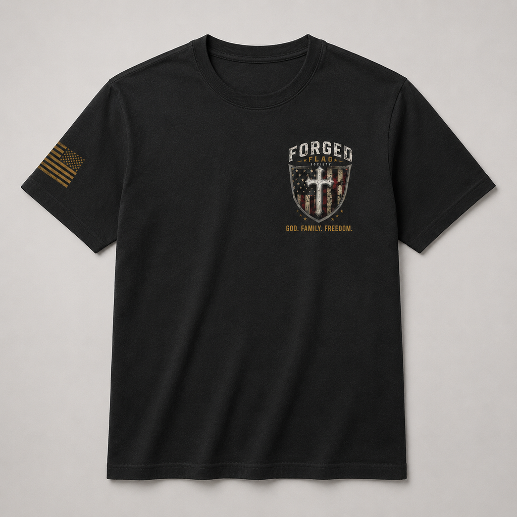 God Family Freedom Forged Flag Tee