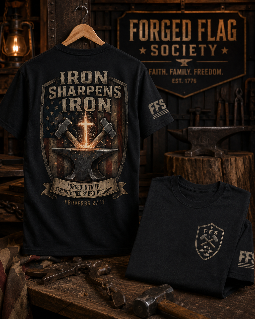Iron Sharpens Iron Forged Flag Tee