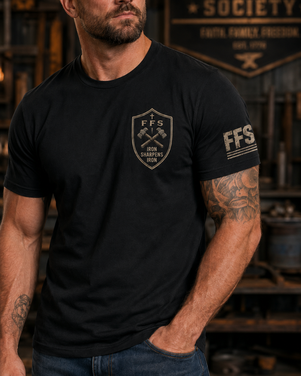 Iron Sharpens Iron Forged Flag Tee