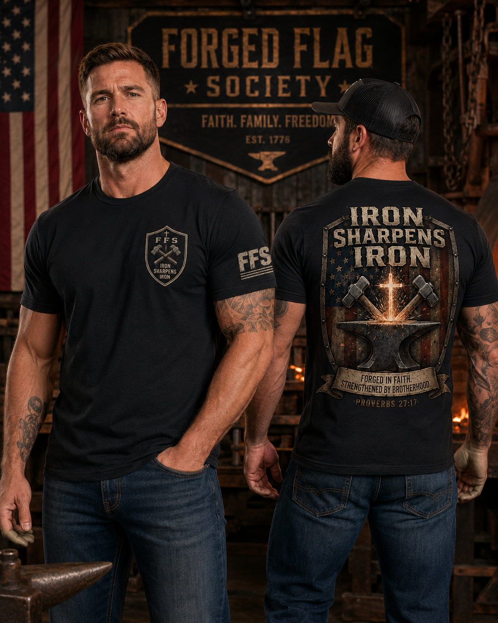 Iron Sharpens Iron Forged Flag Tee