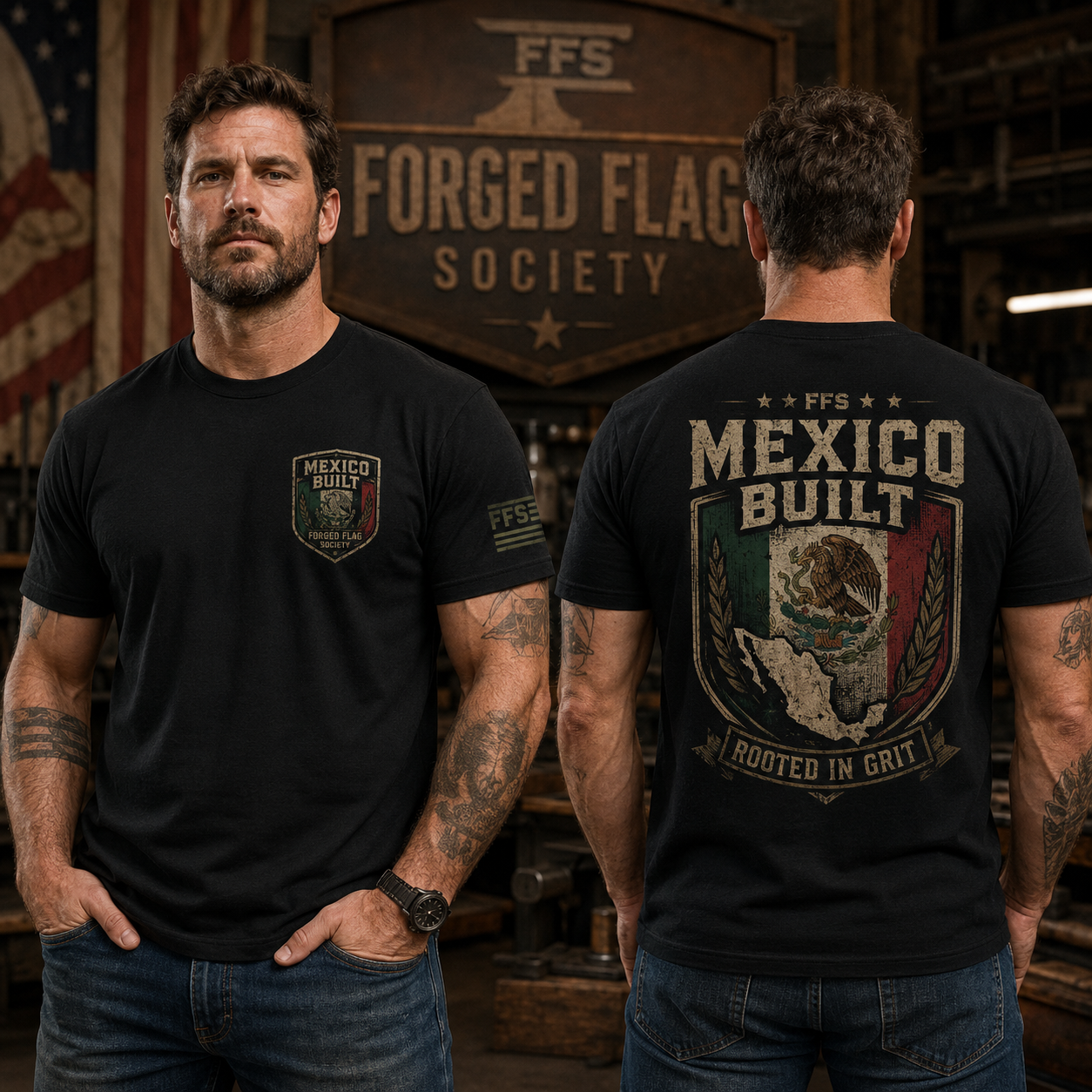Mexico Built Forged Flag Tee
