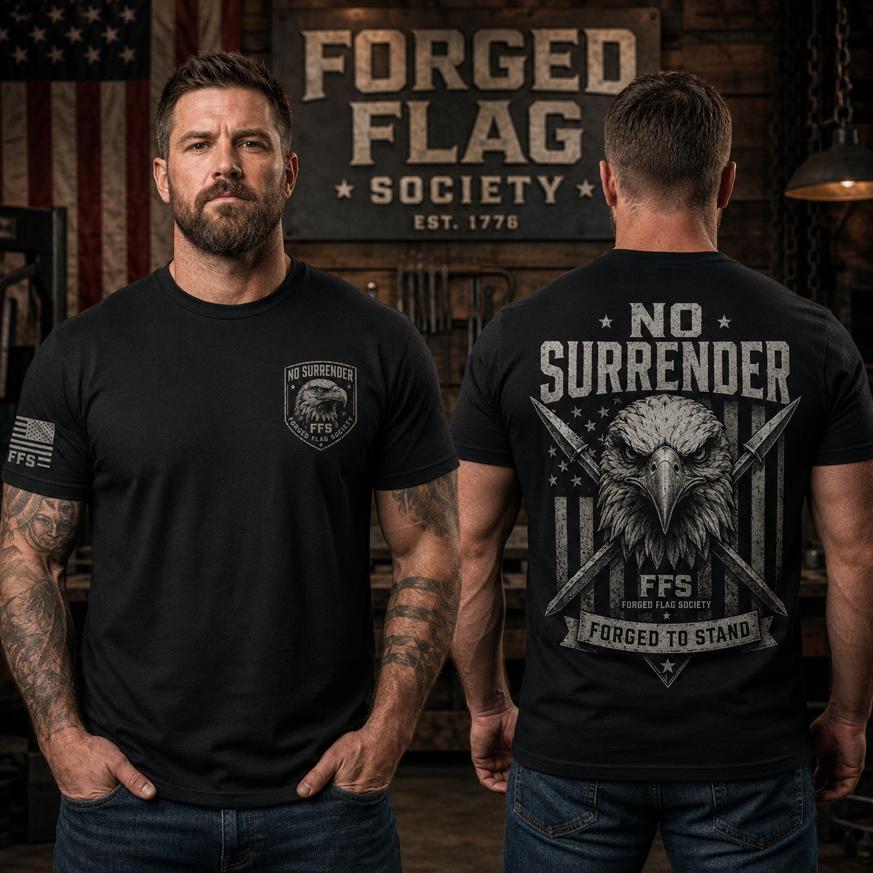 No Surrender Forged Flag Tee