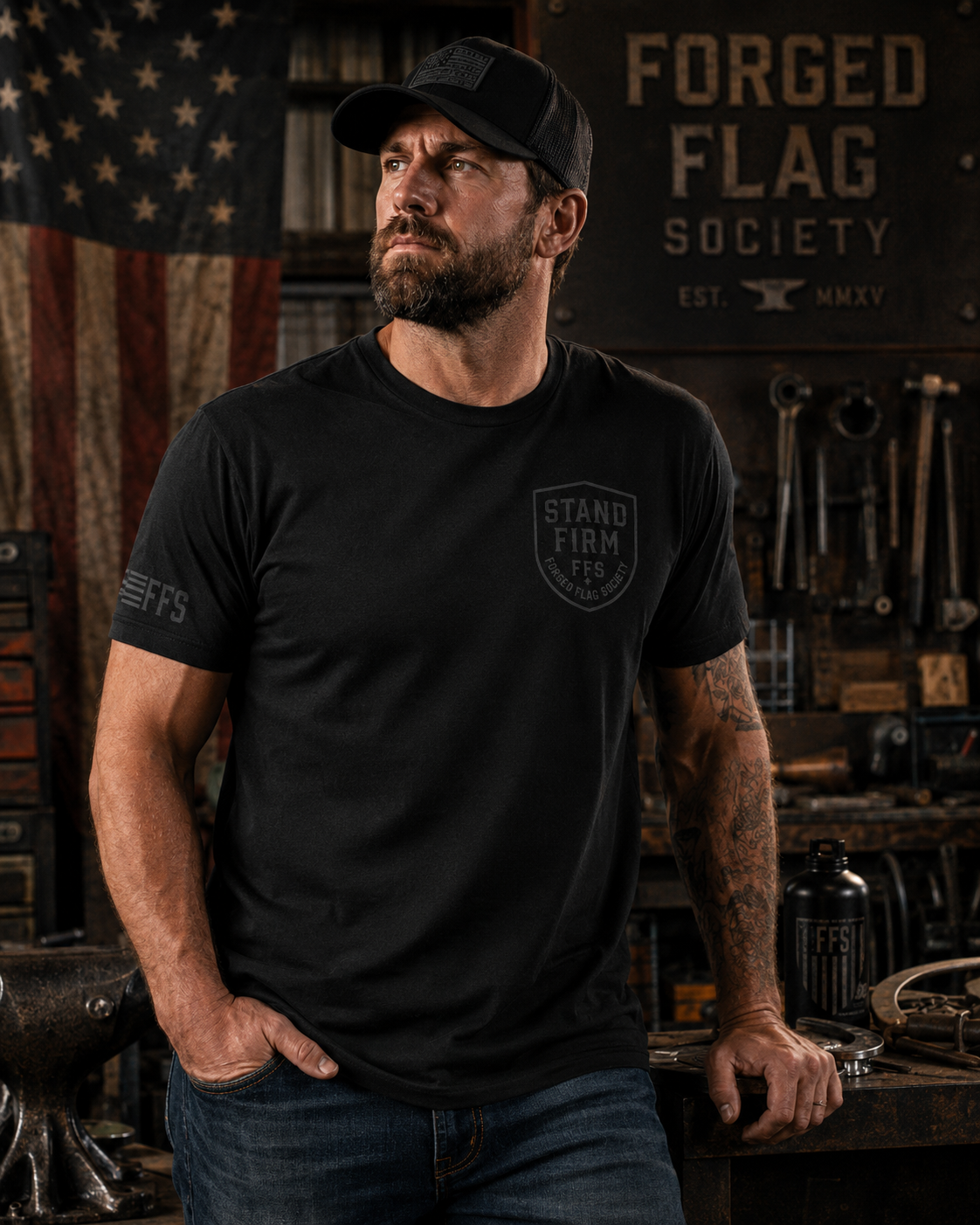 Hold Strong Forged Flag Tee