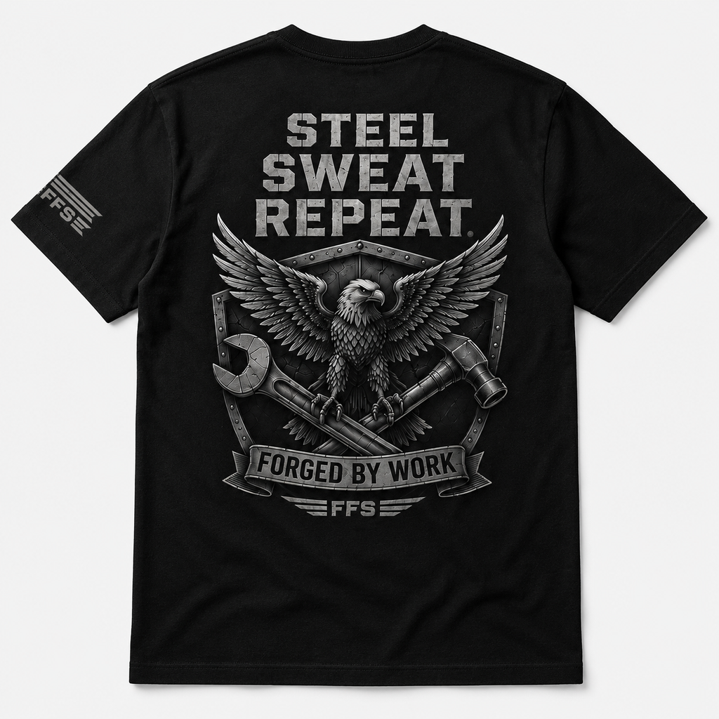 Steel Sweat Repeat Forged Flag Tee