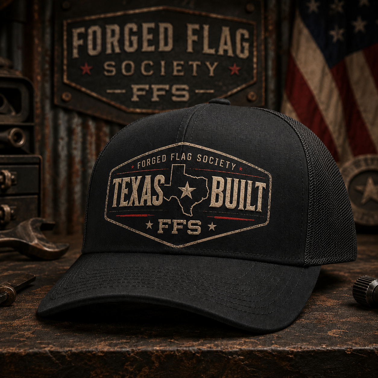 Texas Built Forged Flag Hat