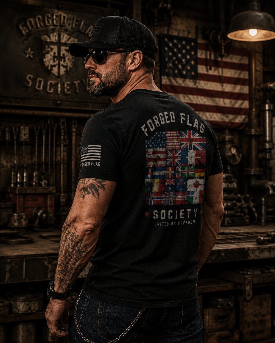 United By Freedom Forged Flag Tee